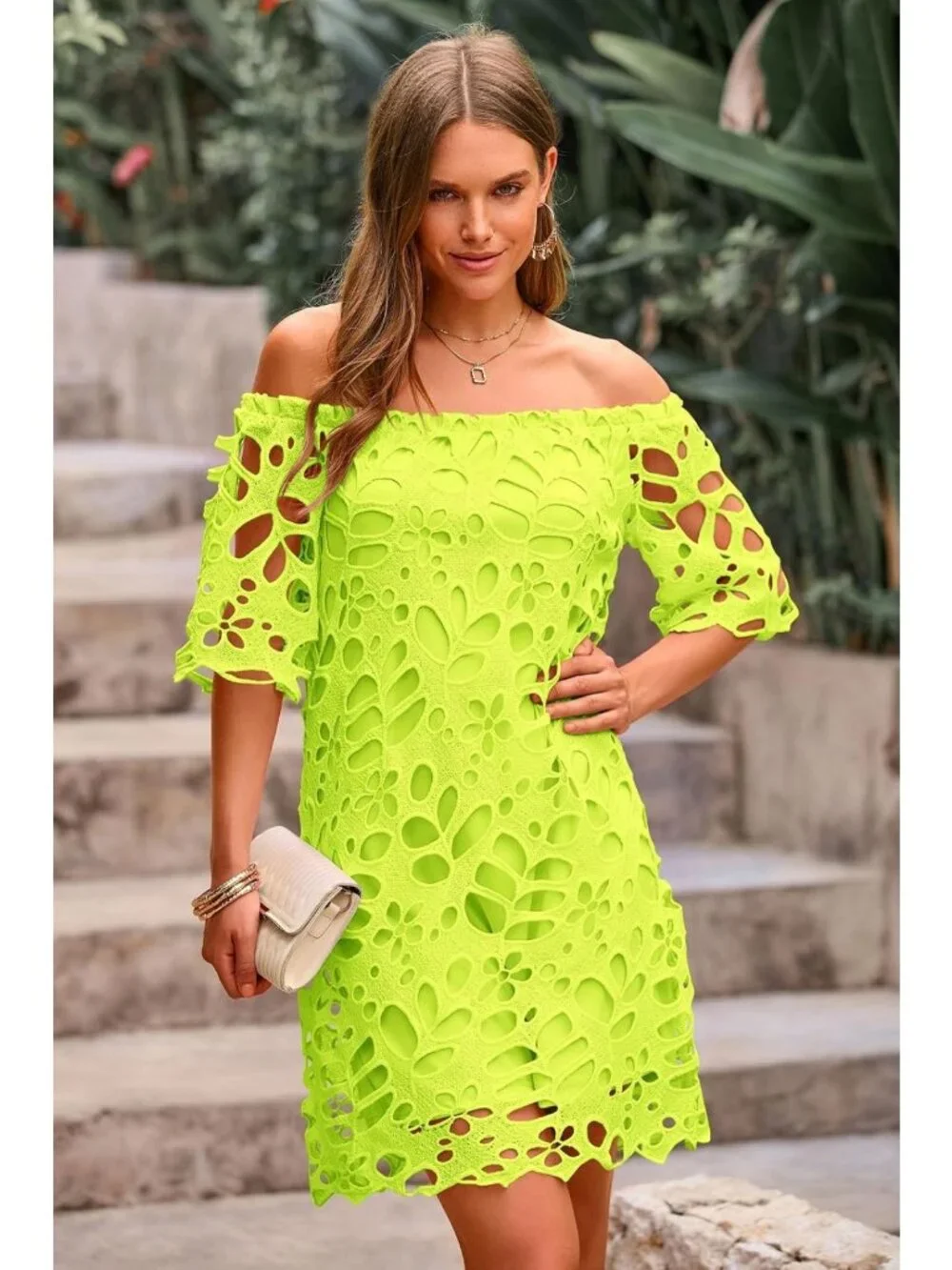 Boho Off the Shoulder Lace Mini Dress for Women - Perfect Summer Fashion!